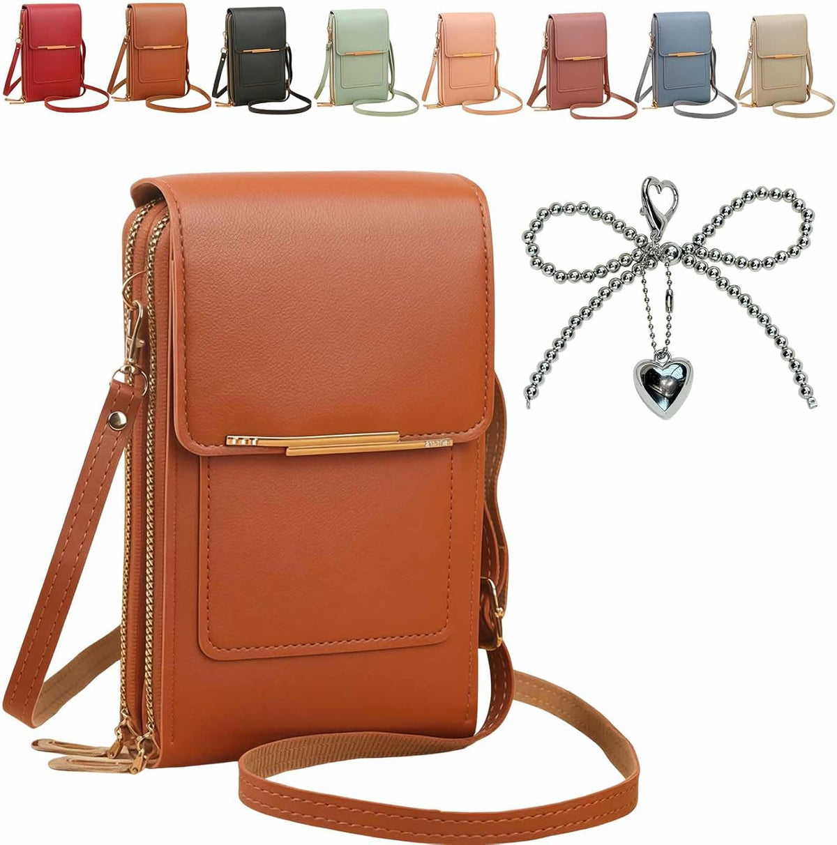 Anti-theft leather bag, Women's Touch Screen Mobile Phone Messenger bag, RFID Block Mobile Phone Purse