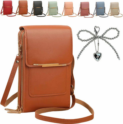 Anti-theft leather bag, Women's Touch Screen Mobile Phone Messenger bag, RFID Block Mobile Phone Purse