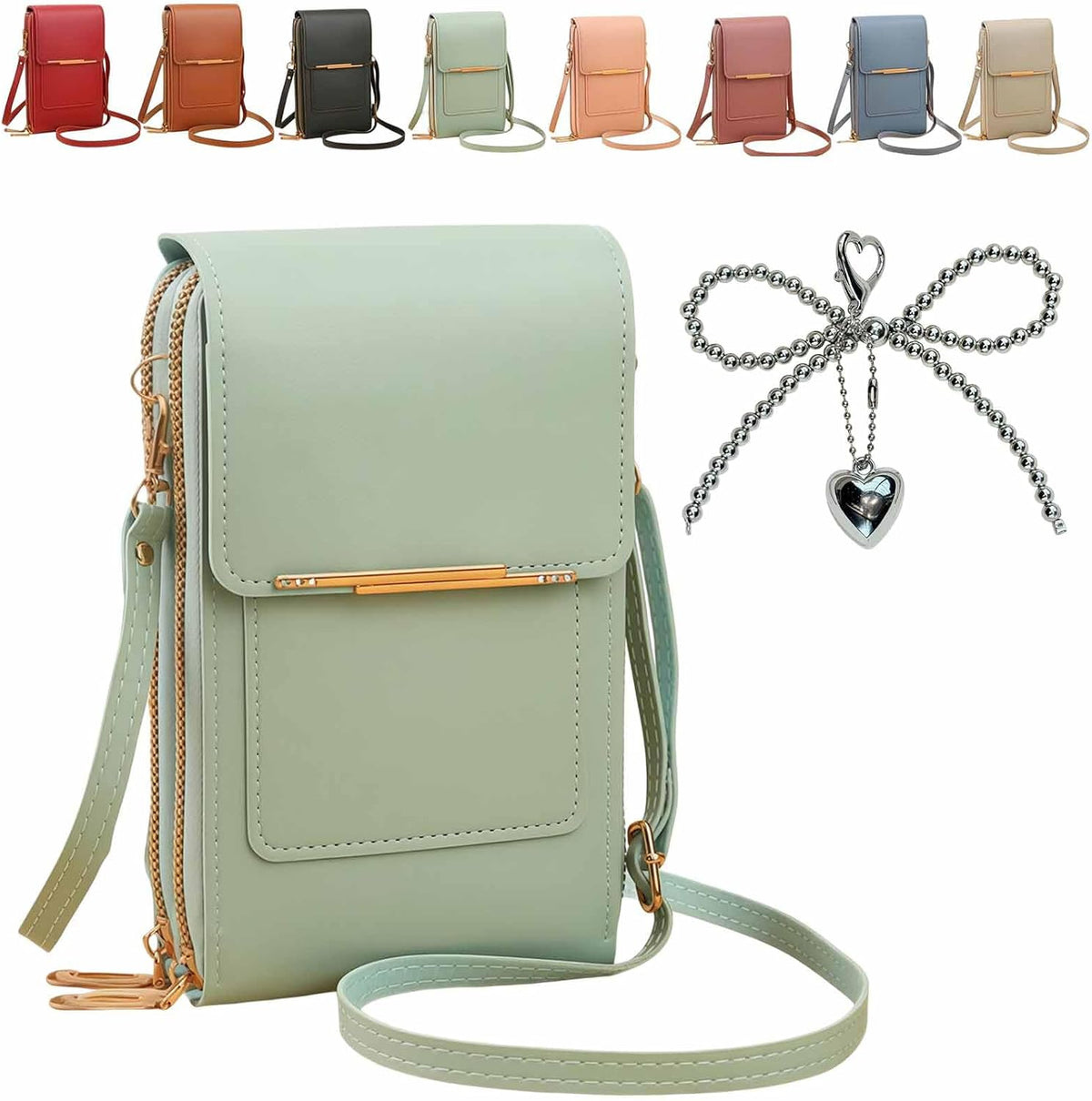 Anti-theft leather bag, Women's Touch Screen Mobile Phone Messenger bag, RFID Block Mobile Phone Purse