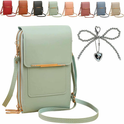 Anti-theft leather bag, Women's Touch Screen Mobile Phone Messenger bag, RFID Block Mobile Phone Purse