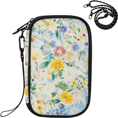Multi-Slot Travel Document Organizer 8.26×5.51×1.18 In | Water Resistant Oxford Pen Loop Detachable Strap for Men Women Daily Use Summer Meadow Blooms