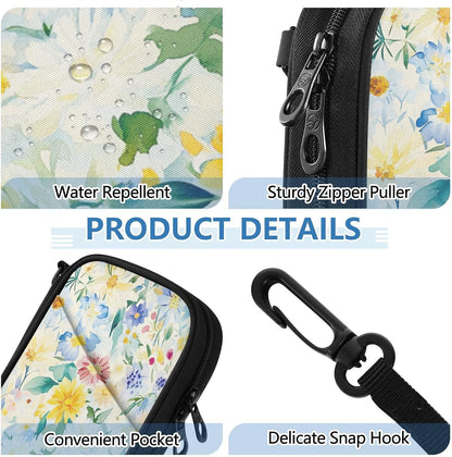 Multi-Slot Travel Document Organizer 8.26×5.51×1.18 In | Water Resistant Oxford Pen Loop Detachable Strap for Men Women Daily Use Summer Meadow Blooms