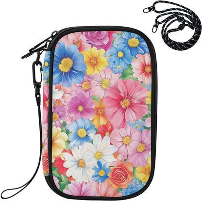 Multi-Slot Travel Document Organizer 8.26×5.51×1.18 In | Water Resistant Oxford Pen Loop Detachable Strap for Men Women Daily Use Summer Meadow Blooms