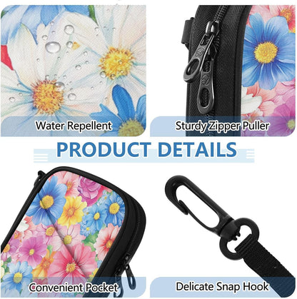 Multi-Slot Travel Document Organizer 8.26×5.51×1.18 In | Water Resistant Oxford Pen Loop Detachable Strap for Men Women Daily Use Summer Meadow Blooms