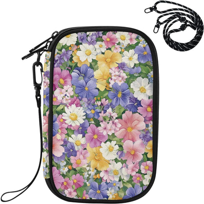 Multi-Slot Travel Document Organizer 8.26×5.51×1.18 In | Water Resistant Oxford Pen Loop Detachable Strap for Men Women Daily Use Summer Meadow Blooms