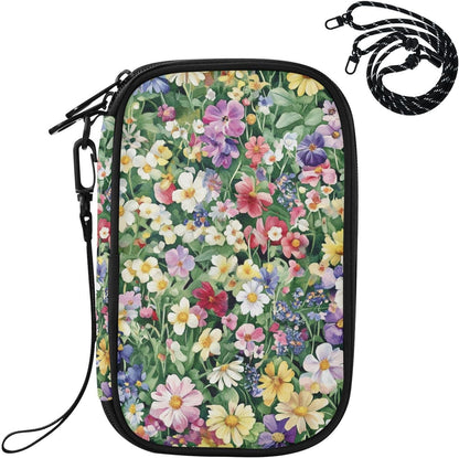 Multi-Slot Travel Document Organizer 8.26×5.51×1.18 In | Water Resistant Oxford Pen Loop Detachable Strap for Men Women Daily Use Summer Meadow Blooms