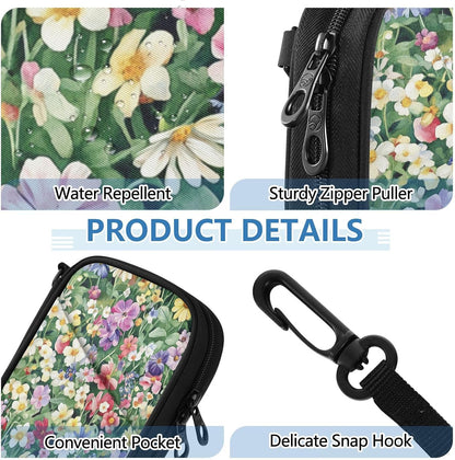 Multi-Slot Travel Document Organizer 8.26×5.51×1.18 In | Water Resistant Oxford Pen Loop Detachable Strap for Men Women Daily Use Summer Meadow Blooms