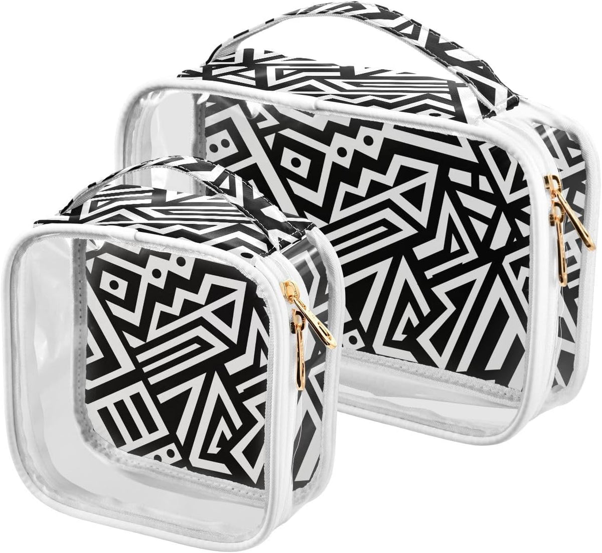 Clear Makeup Bag Approved Clear Travel Toiletry Bag with Zipper Waterproof Organizer Bags Transparent Cosmetic Pouch Traveling 2Pack Tile Color - Colors B