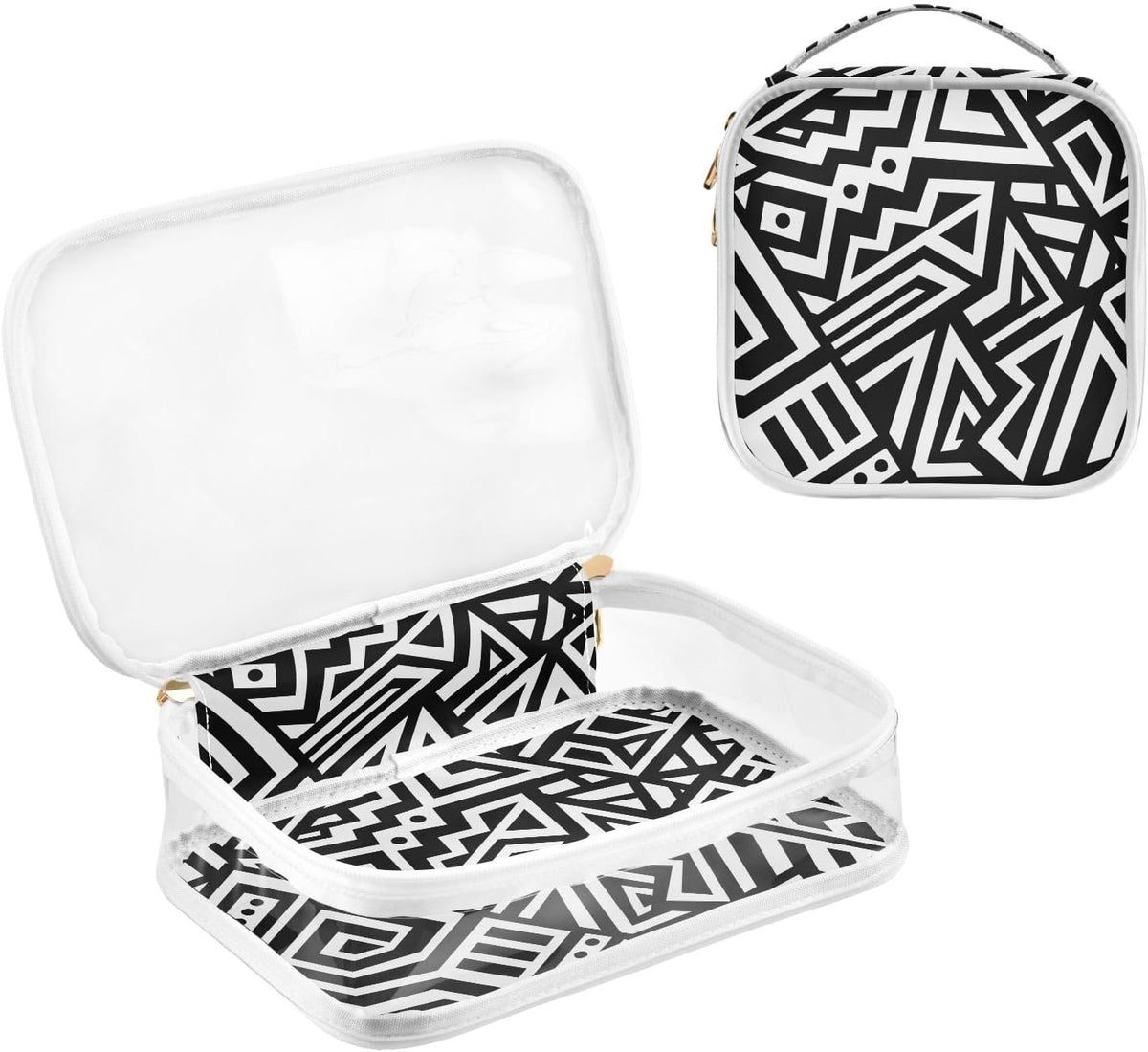 Clear Makeup Bag Approved Clear Travel Toiletry Bag with Zipper Waterproof Organizer Bags Transparent Cosmetic Pouch Traveling 2Pack Tile Color - Colors B