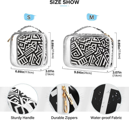 Clear Makeup Bag Approved Clear Travel Toiletry Bag with Zipper Waterproof Organizer Bags Transparent Cosmetic Pouch Traveling 2Pack Tile Color - Colors B