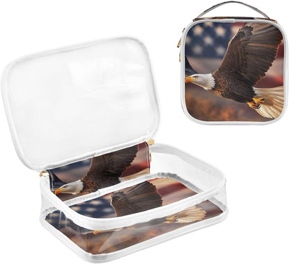 Clear Makeup Bag Approved Clear Travel Toiletry Bag with Zipper Waterproof Organizer Bags Transparent Cosmetic Pouch Traveling 2Pack Tile Color - Colors B