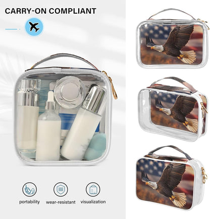 Clear Makeup Bag Approved Clear Travel Toiletry Bag with Zipper Waterproof Organizer Bags Transparent Cosmetic Pouch Traveling 2Pack Tile Color - Colors B