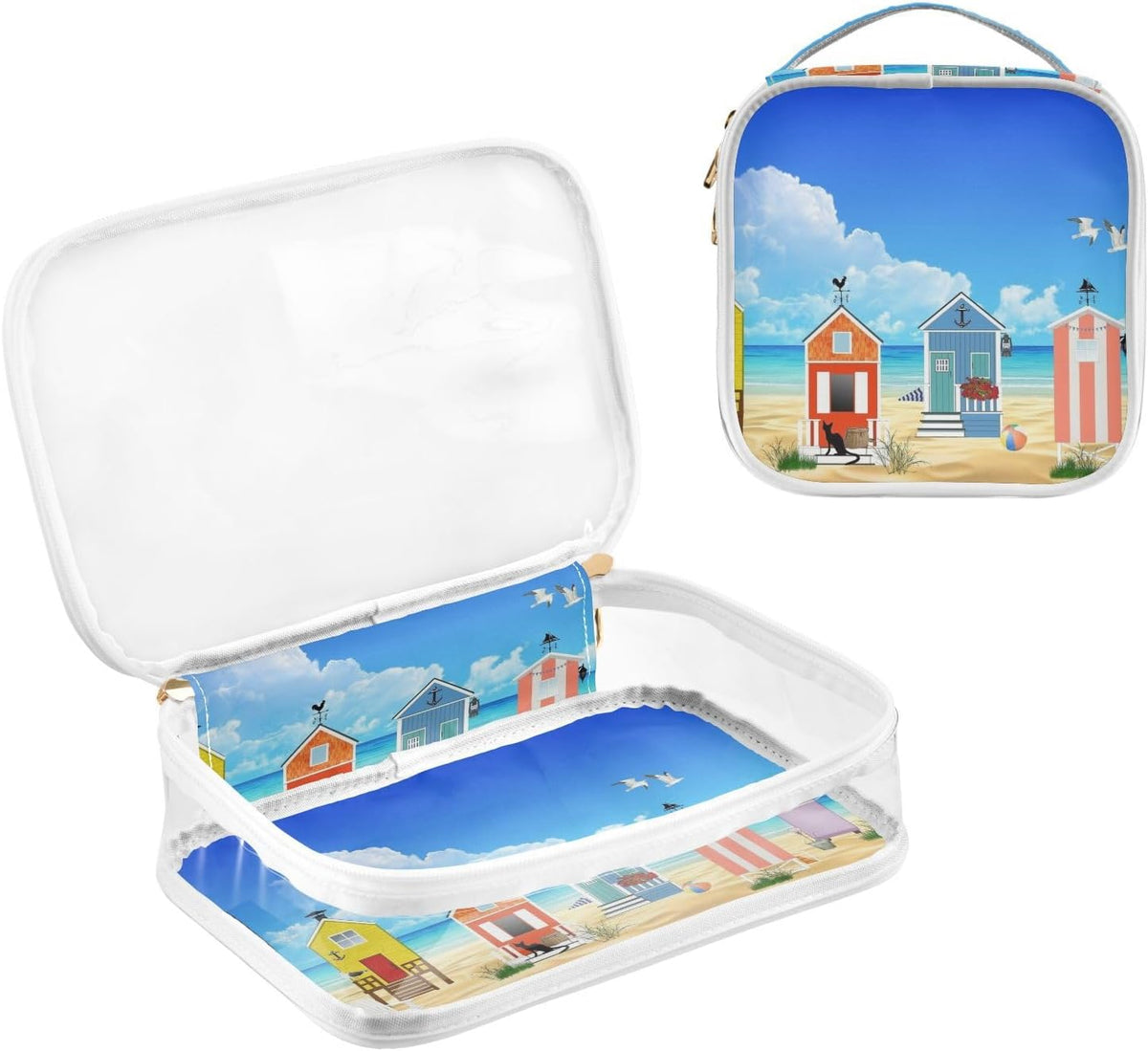 Clear Makeup Bag Approved Clear Travel Toiletry Bag with Zipper Waterproof Organizer Bags Transparent Cosmetic Pouch Traveling 2Pack Tile Color - Colors B