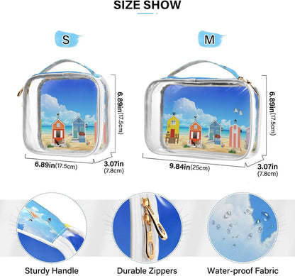 Clear Makeup Bag Approved Clear Travel Toiletry Bag with Zipper Waterproof Organizer Bags Transparent Cosmetic Pouch Traveling 2Pack Tile Color - Colors B