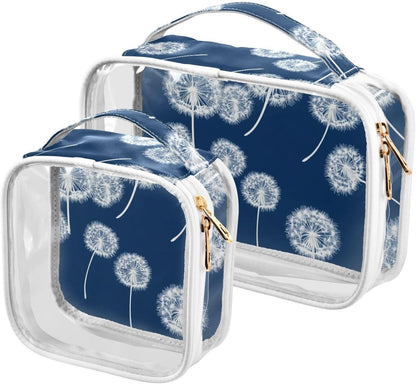 Clear Makeup Bag Approved Clear Travel Toiletry Bag with Zipper Waterproof Organizer Bags Transparent Cosmetic Pouch Traveling 2Pack Tile Color - Colors B