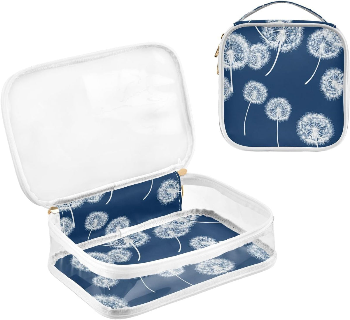 Clear Makeup Bag Approved Clear Travel Toiletry Bag with Zipper Waterproof Organizer Bags Transparent Cosmetic Pouch Traveling 2Pack Tile Color - Colors B