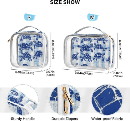 Clear Makeup Bag Approved Clear Travel Toiletry Bag with Zipper Waterproof Organizer Bags Transparent Cosmetic Pouch Traveling 2Pack Tile Color - Colors B
