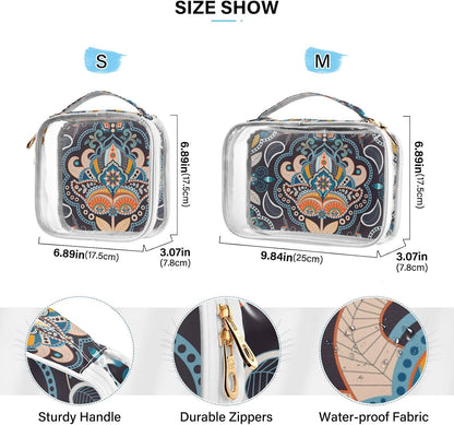 Clear Makeup Bag Approved Clear Travel Toiletry Bag with Zipper Waterproof Organizer Bags Transparent Cosmetic Pouch Traveling 2Pack Tile Color - Colors B
