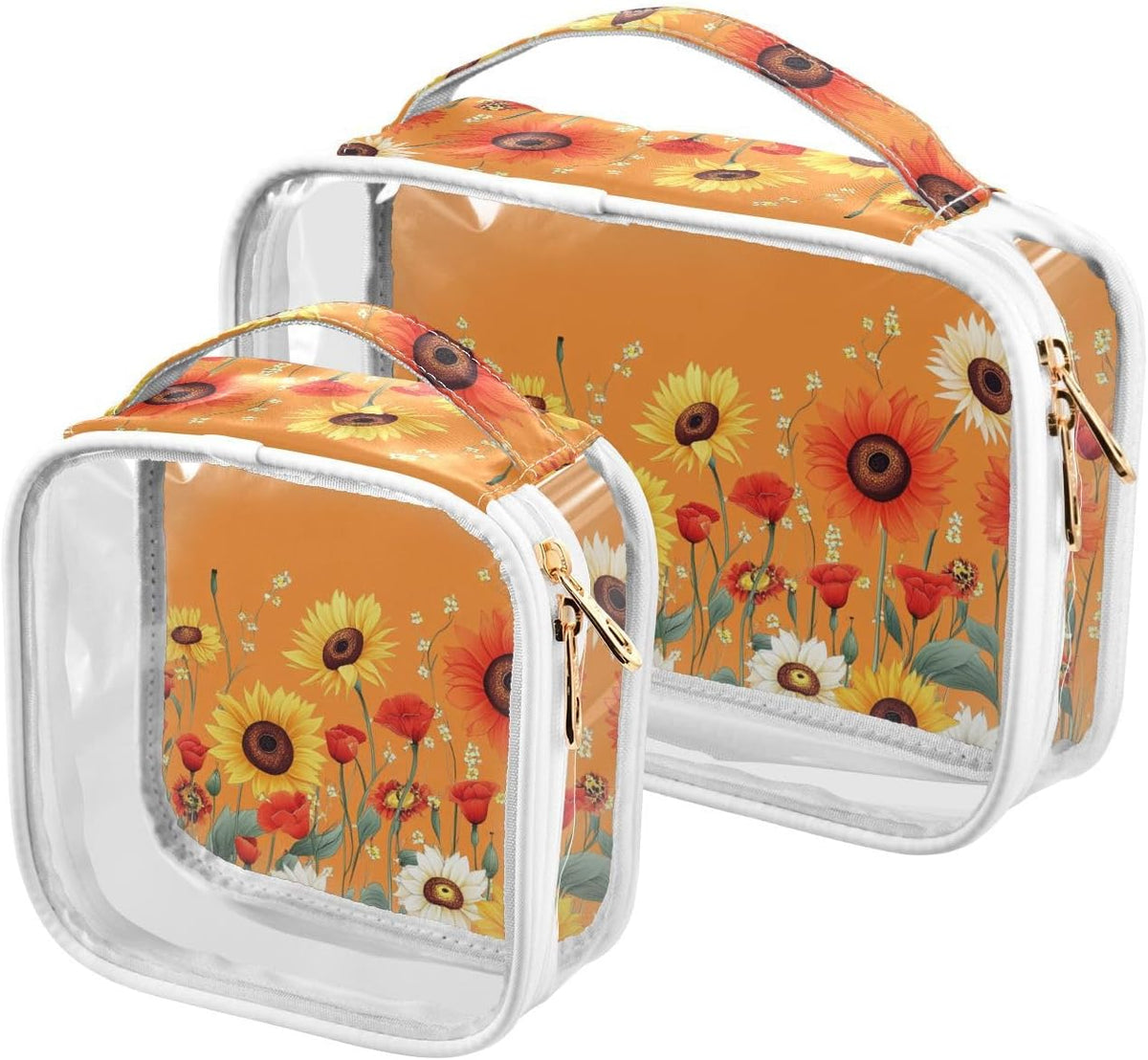 Clear Makeup Bag Approved Clear Travel Toiletry Bag with Zipper Waterproof Organizer Bags Transparent Cosmetic Pouch Traveling 2Pack Tile Color - Colors B