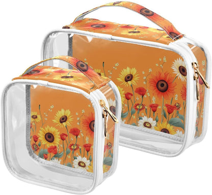 Clear Makeup Bag Approved Clear Travel Toiletry Bag with Zipper Waterproof Organizer Bags Transparent Cosmetic Pouch Traveling 2Pack Tile Color - Colors B