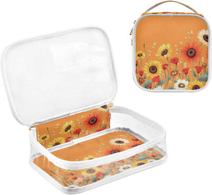 Clear Makeup Bag Approved Clear Travel Toiletry Bag with Zipper Waterproof Organizer Bags Transparent Cosmetic Pouch Traveling 2Pack Tile Color - Colors B