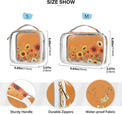 Clear Makeup Bag Approved Clear Travel Toiletry Bag with Zipper Waterproof Organizer Bags Transparent Cosmetic Pouch Traveling 2Pack Tile Color - Colors B