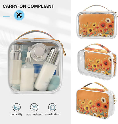 Clear Makeup Bag Approved Clear Travel Toiletry Bag with Zipper Waterproof Organizer Bags Transparent Cosmetic Pouch Traveling 2Pack Tile Color - Colors B