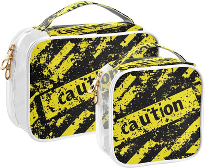 Clear Makeup Bag Approved Clear Travel Toiletry Bag with Zipper Waterproof Organizer Bags Transparent Cosmetic Pouch Traveling 2Pack Tile Color - Colors B