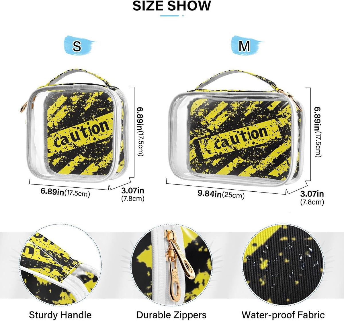 Clear Makeup Bag Approved Clear Travel Toiletry Bag with Zipper Waterproof Organizer Bags Transparent Cosmetic Pouch Traveling 2Pack Tile Color - Colors B
