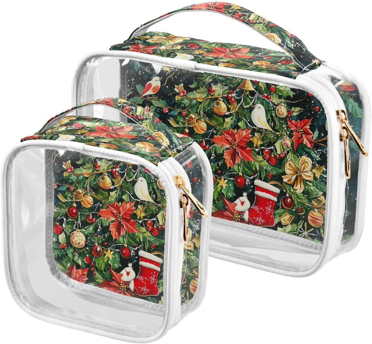 Clear Makeup Bag Approved Clear Travel Toiletry Bag with Zipper Waterproof Organizer Bags Transparent Cosmetic Pouch Traveling 2Pack Tile Color - Colors B