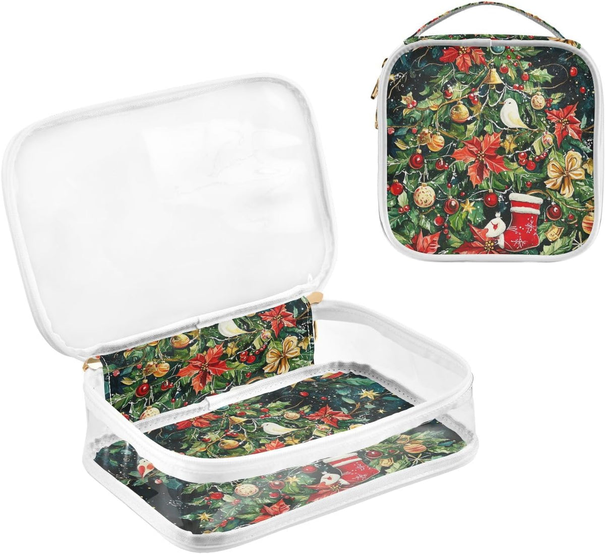 Clear Makeup Bag Approved Clear Travel Toiletry Bag with Zipper Waterproof Organizer Bags Transparent Cosmetic Pouch Traveling 2Pack Tile Color - Colors B