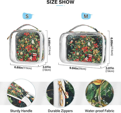 Clear Makeup Bag Approved Clear Travel Toiletry Bag with Zipper Waterproof Organizer Bags Transparent Cosmetic Pouch Traveling 2Pack Tile Color - Colors B