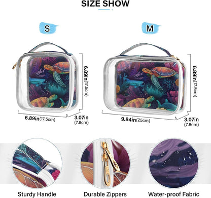 Clear Makeup Bag Approved Clear Travel Toiletry Bag with Zipper Waterproof Organizer Bags Transparent Cosmetic Pouch Traveling 2Pack Tile Color - Colors B