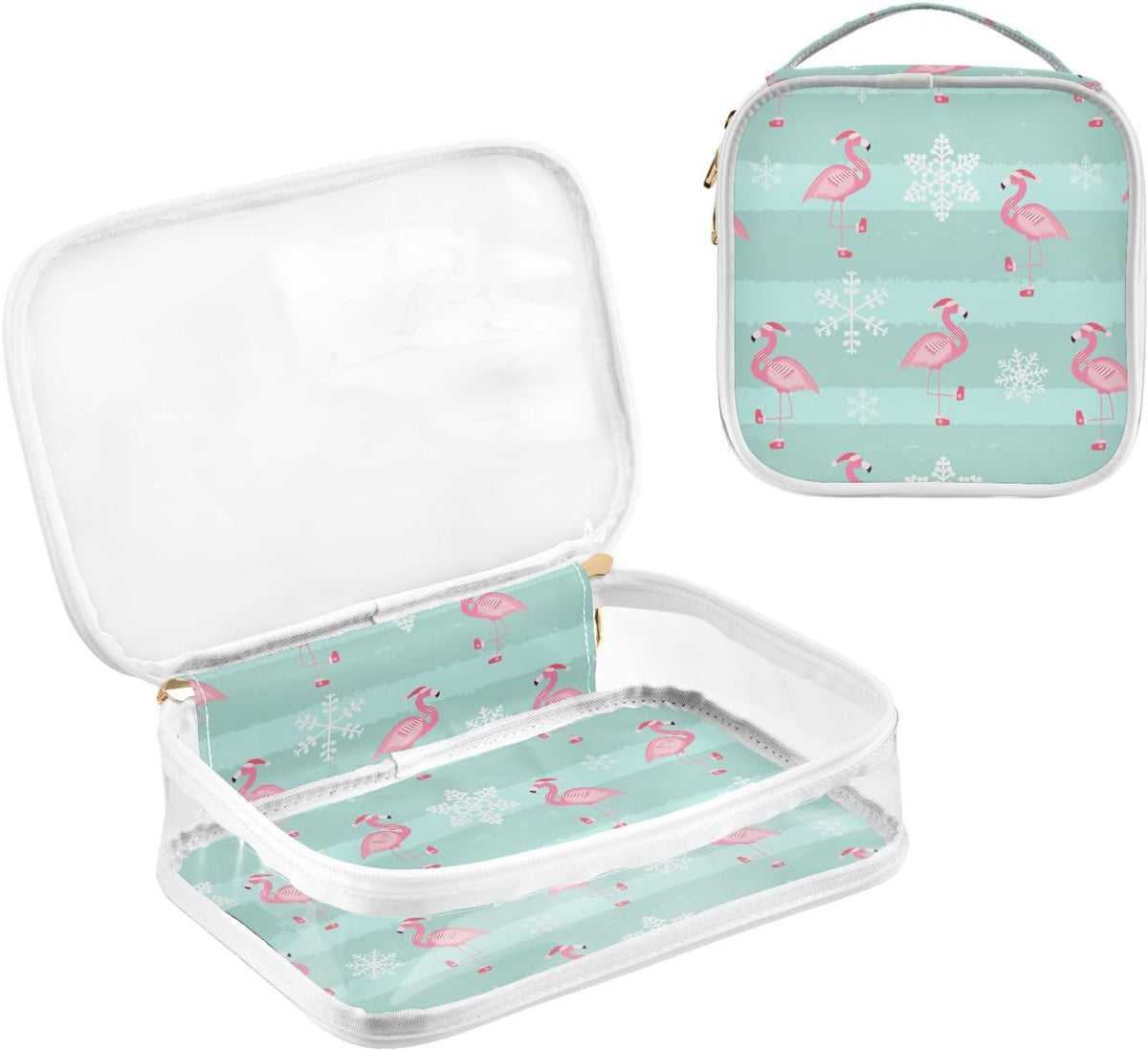 Clear Makeup Bag Approved Clear Travel Toiletry Bag with Zipper Waterproof Organizer Bags Transparent Cosmetic Pouch Traveling 2Pack Tile Color - Colors B