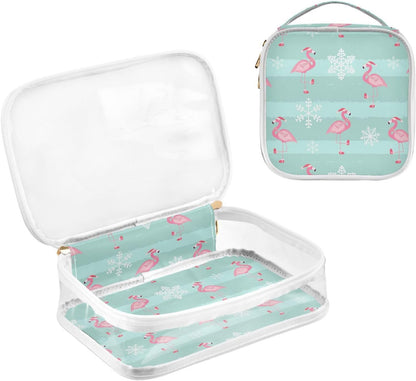 Clear Makeup Bag Approved Clear Travel Toiletry Bag with Zipper Waterproof Organizer Bags Transparent Cosmetic Pouch Traveling 2Pack Tile Color - Colors B