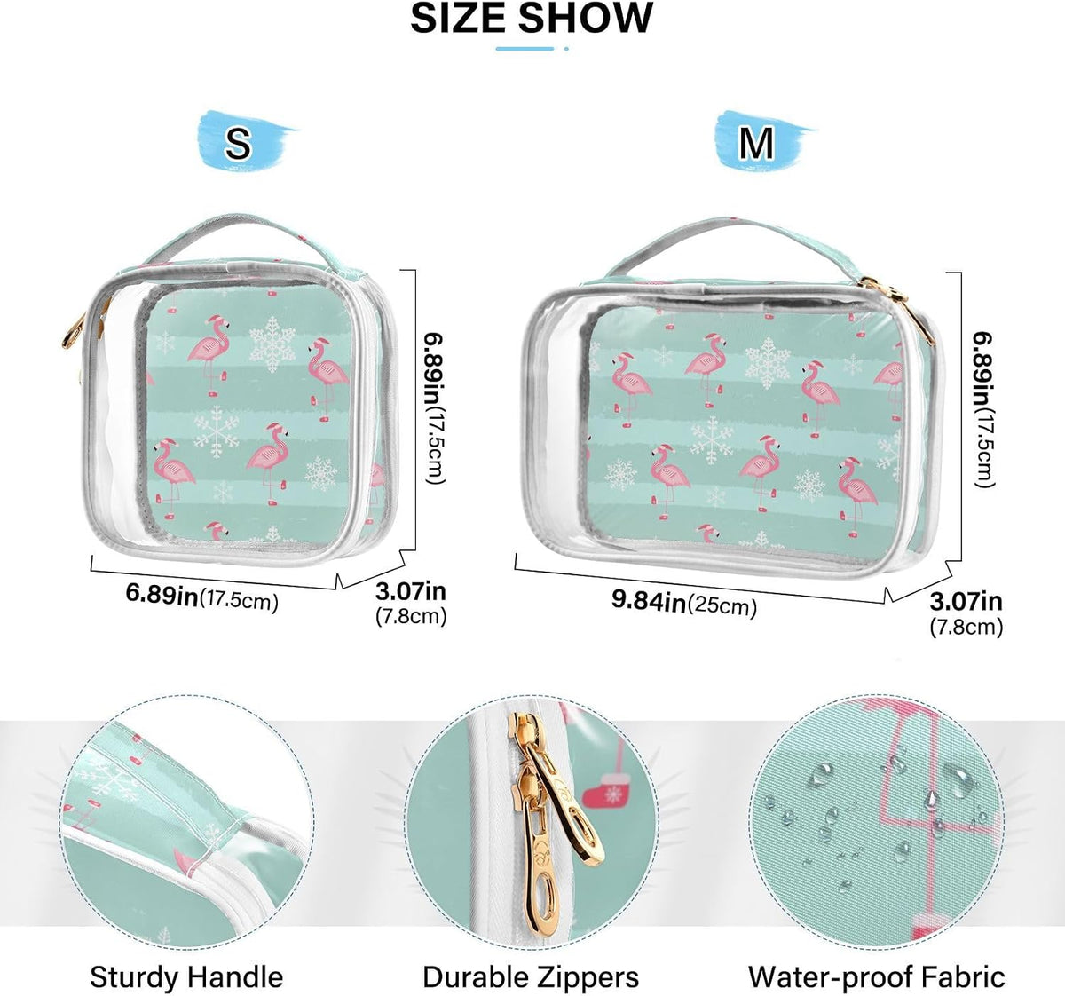 Clear Makeup Bag Approved Clear Travel Toiletry Bag with Zipper Waterproof Organizer Bags Transparent Cosmetic Pouch Traveling 2Pack Tile Color - Colors B
