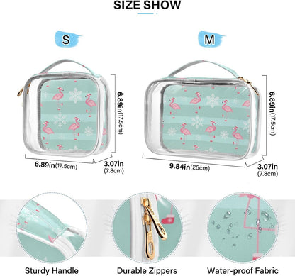 Clear Makeup Bag Approved Clear Travel Toiletry Bag with Zipper Waterproof Organizer Bags Transparent Cosmetic Pouch Traveling 2Pack Tile Color - Colors B