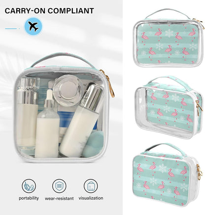 Clear Makeup Bag Approved Clear Travel Toiletry Bag with Zipper Waterproof Organizer Bags Transparent Cosmetic Pouch Traveling 2Pack Tile Color - Colors B