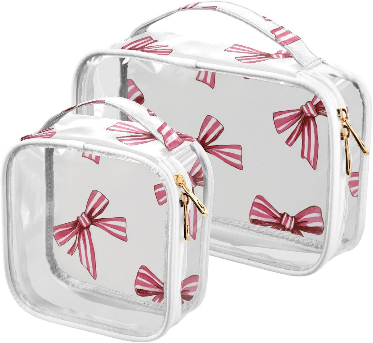 Clear Makeup Bag Approved Clear Travel Toiletry Bag with Zipper Waterproof Organizer Bags Transparent Cosmetic Pouch Traveling 2Pack Tile Color - Colors B