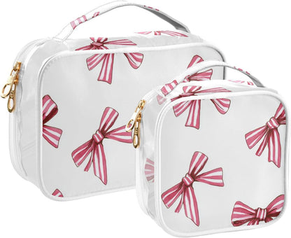 Clear Makeup Bag Approved Clear Travel Toiletry Bag with Zipper Waterproof Organizer Bags Transparent Cosmetic Pouch Traveling 2Pack Tile Color - Colors B