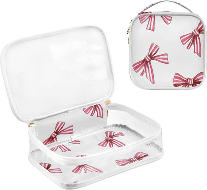 Clear Makeup Bag Approved Clear Travel Toiletry Bag with Zipper Waterproof Organizer Bags Transparent Cosmetic Pouch Traveling 2Pack Tile Color - Colors B