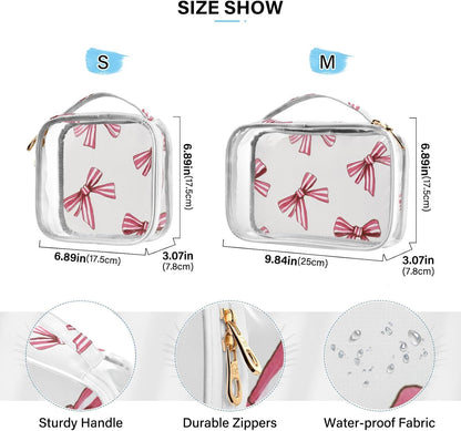 Clear Makeup Bag Approved Clear Travel Toiletry Bag with Zipper Waterproof Organizer Bags Transparent Cosmetic Pouch Traveling 2Pack Tile Color - Colors B