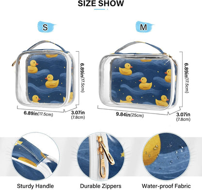 Clear Makeup Bag Approved Clear Travel Toiletry Bag with Zipper Waterproof Organizer Bags Transparent Cosmetic Pouch Traveling 2Pack Tile Color - Colors B