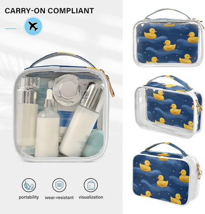 Clear Makeup Bag Approved Clear Travel Toiletry Bag with Zipper Waterproof Organizer Bags Transparent Cosmetic Pouch Traveling 2Pack Tile Color - Colors B