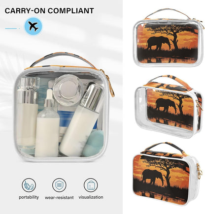 Clear Makeup Bag Approved Clear Travel Toiletry Bag with Zipper Waterproof Organizer Bags Transparent Cosmetic Pouch Traveling 2Pack Tile Color - Colors B