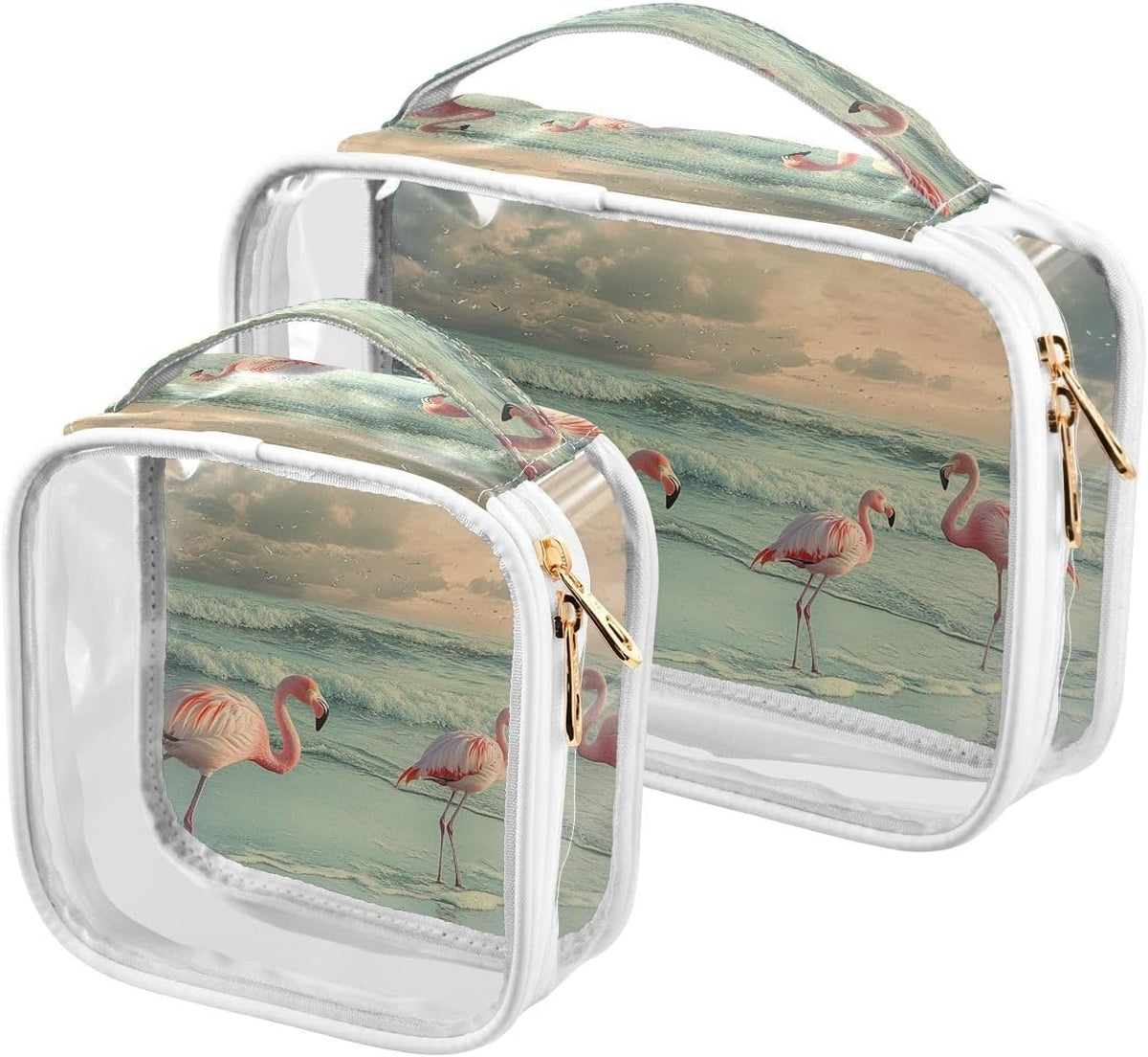 Clear Makeup Bag Approved Clear Travel Toiletry Bag with Zipper Waterproof Organizer Bags Transparent Cosmetic Pouch Traveling 2Pack Tile Color - Colors B