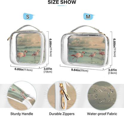 Clear Makeup Bag Approved Clear Travel Toiletry Bag with Zipper Waterproof Organizer Bags Transparent Cosmetic Pouch Traveling 2Pack Tile Color - Colors B