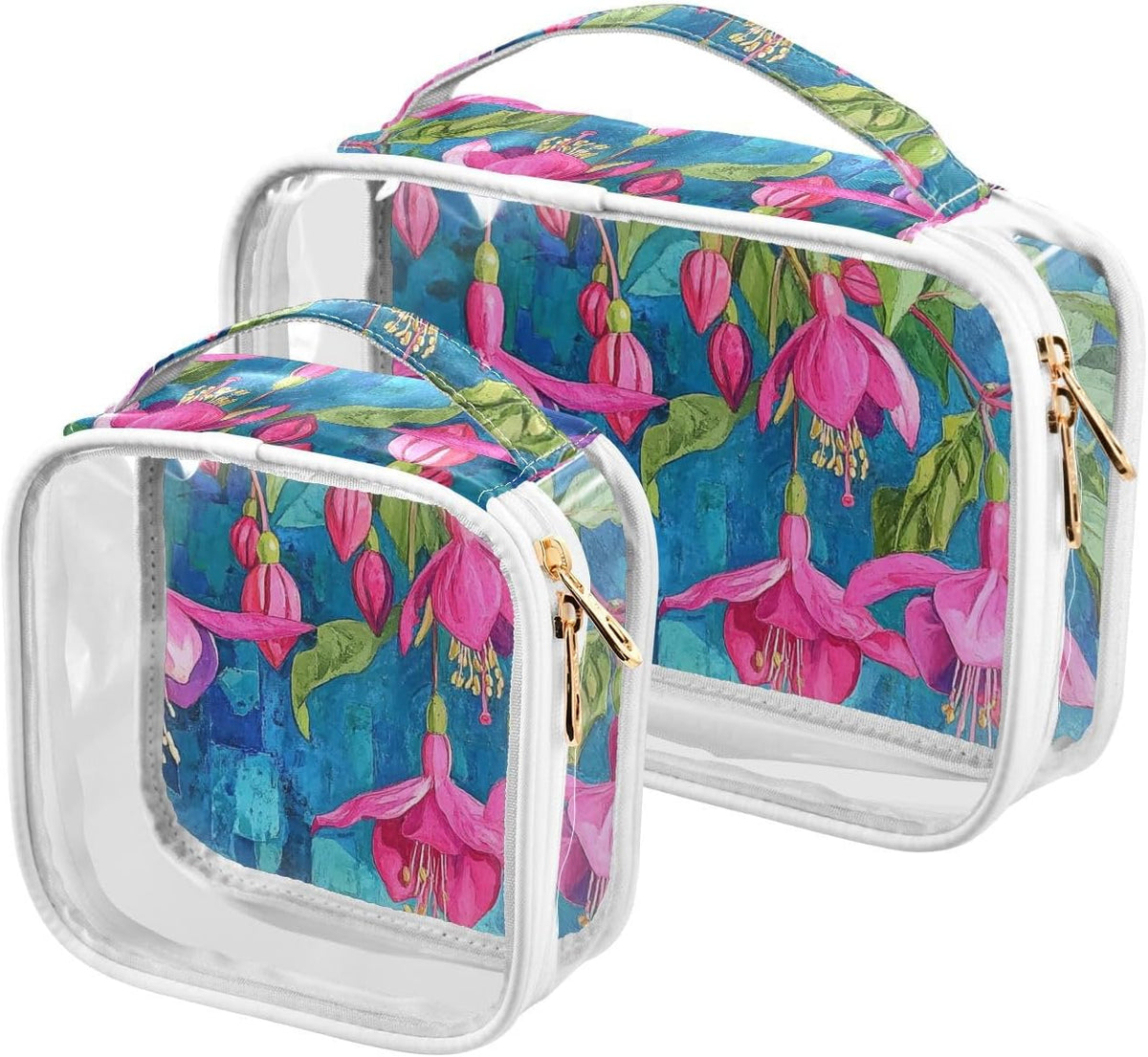 Clear Makeup Bag Approved Clear Travel Toiletry Bag with Zipper Waterproof Organizer Bags Transparent Cosmetic Pouch Traveling 2Pack Tile Color - Colors B