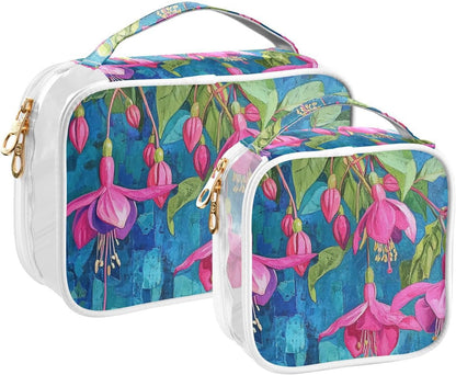 Clear Makeup Bag Approved Clear Travel Toiletry Bag with Zipper Waterproof Organizer Bags Transparent Cosmetic Pouch Traveling 2Pack Tile Color - Colors B