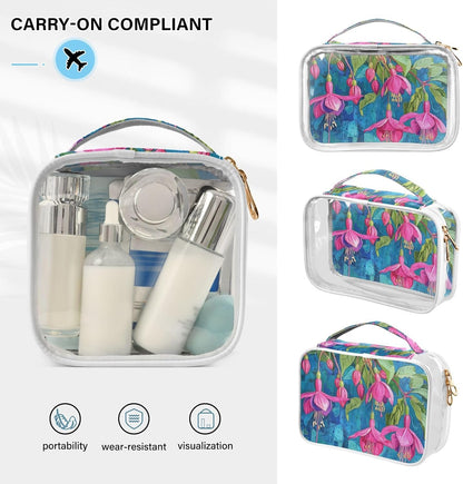 Clear Makeup Bag Approved Clear Travel Toiletry Bag with Zipper Waterproof Organizer Bags Transparent Cosmetic Pouch Traveling 2Pack Tile Color - Colors B